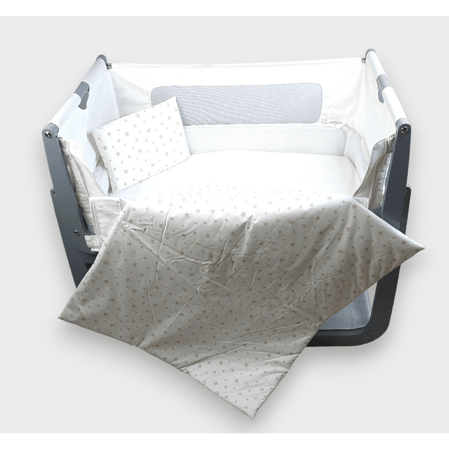 Rainy Бебешки спален комплект за мини кошара Бежови звезди