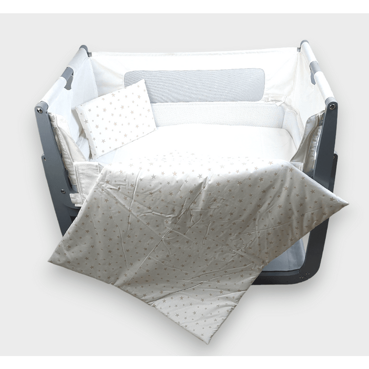 Rainy Бебешки спален комплект за мини кошара Бежови звезди