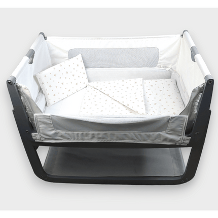 Rainy Бебешки спален комплект за мини кошара Бежови звезди