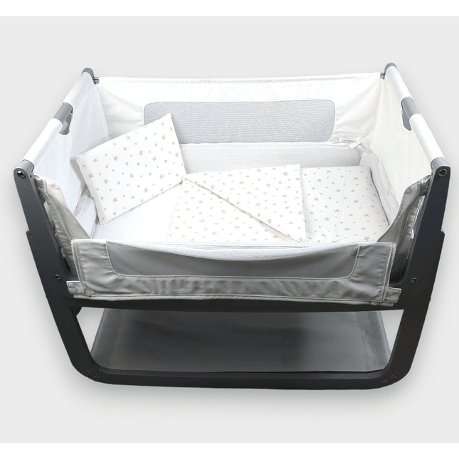 Rainy Бебешки спален комплект за мини кошара Бежови звезди