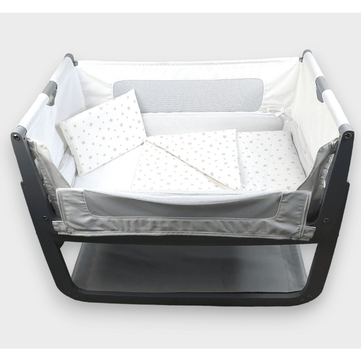 Rainy Бебешки спален комплект за мини кошара Бежови звезди