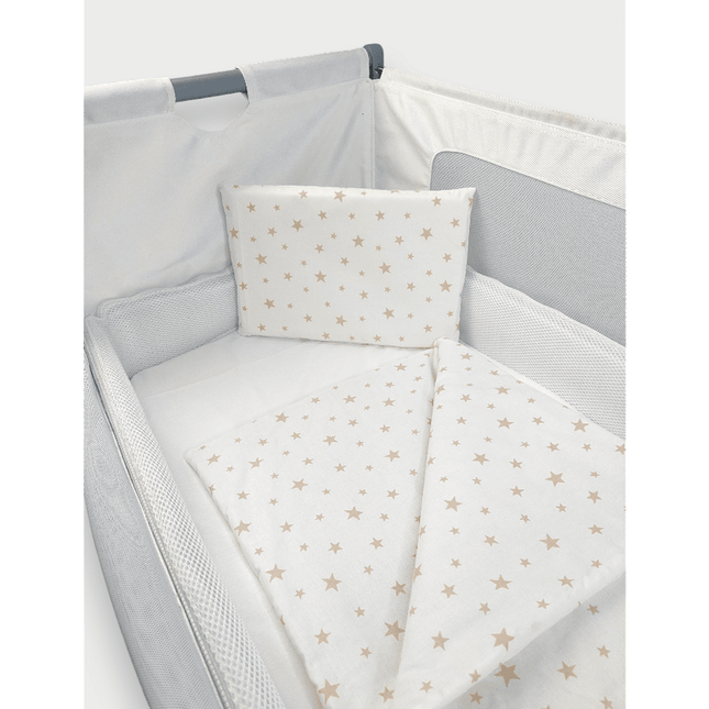 Rainy Бебешки спален комплект за мини кошара Бежови звезди