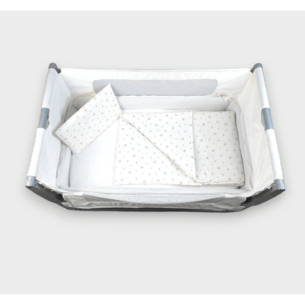 Rainy Бебешки спален комплект за мини кошара Бежови звезди