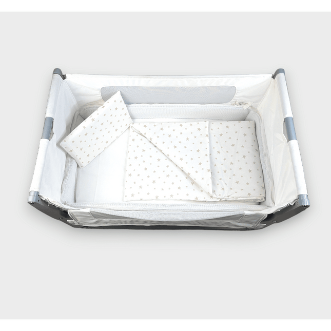 Rainy Бебешки спален комплект за мини кошара Бежови звезди