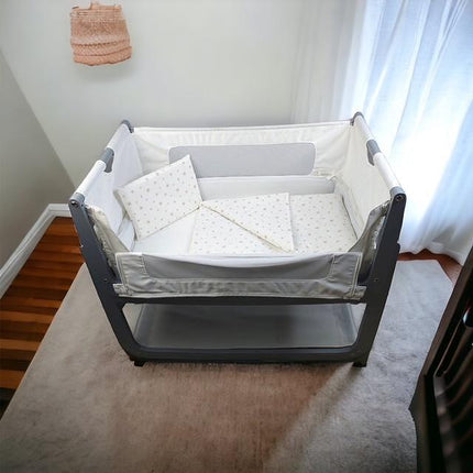 Rainy Бебешки спален комплект за мини кошара Бежови звезди