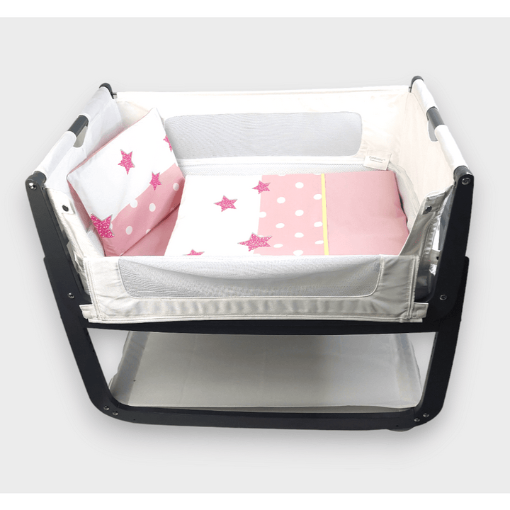 Rainy Бебешки спален комплект за мини кошара и люлка Розово слонче