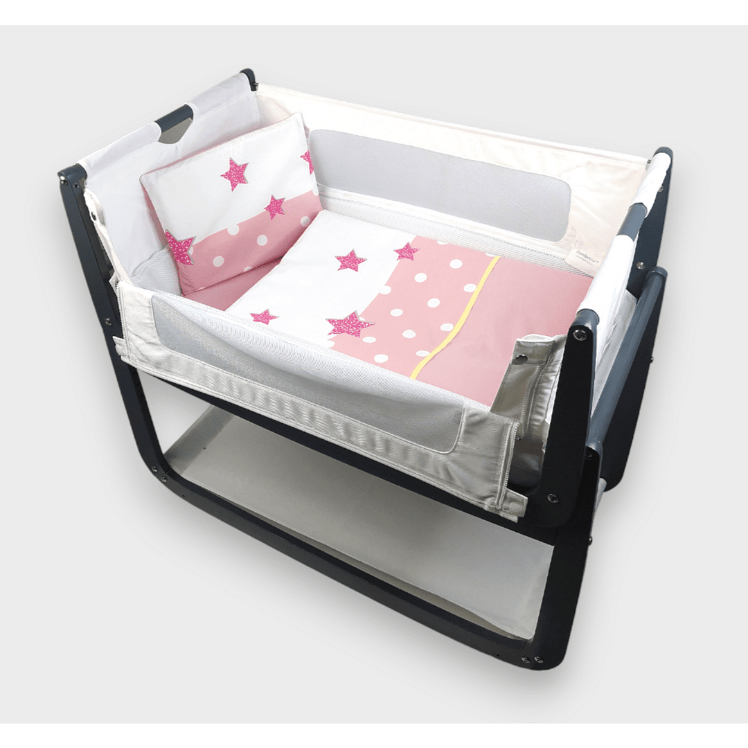 Rainy Бебешки спален комплект за мини кошара и люлка Розово слонче