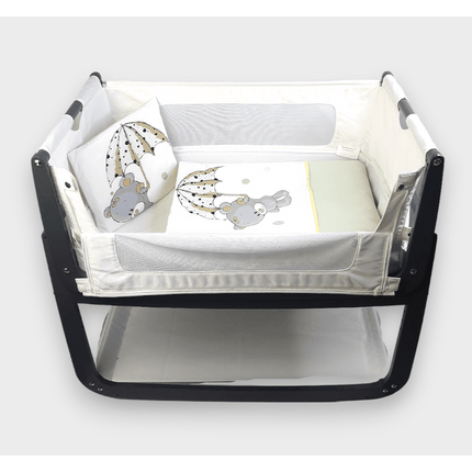 Rainy Бебешки спален комплект за мини кошара и люлка Сиво мече с чадър