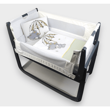 Rainy Бебешки спален комплект за мини кошара и люлка Сиво мече с чадър