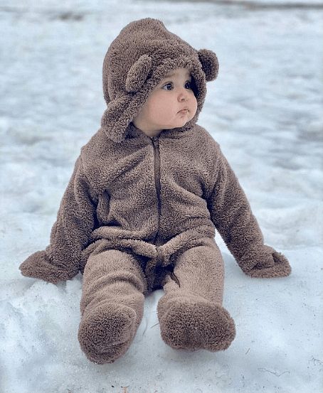 Rainy Бебешки зимен гащеризон Мече 48-80см бежов