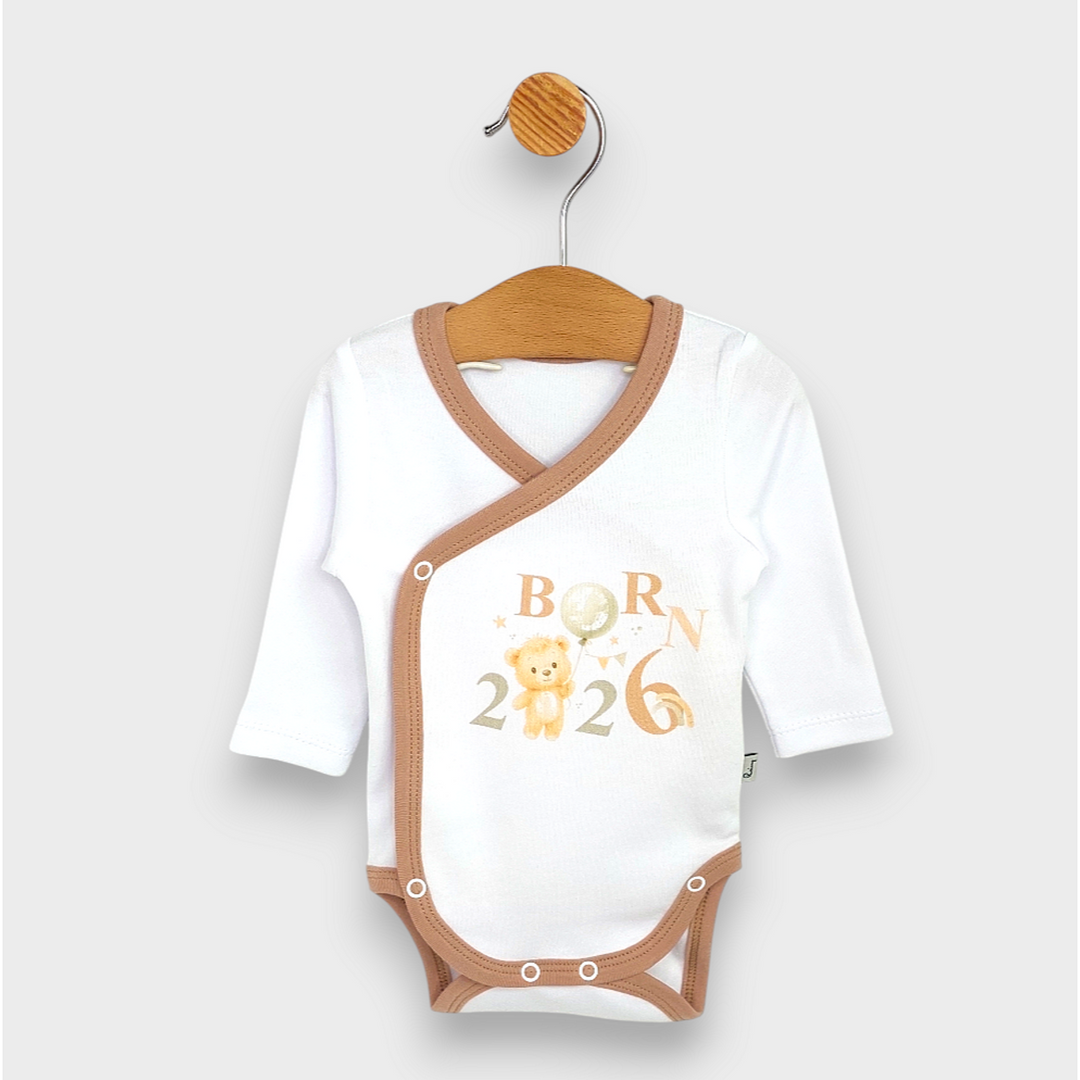 Rainy Бебешко боди Born 2026 със странично закопчаване 56-62 см.