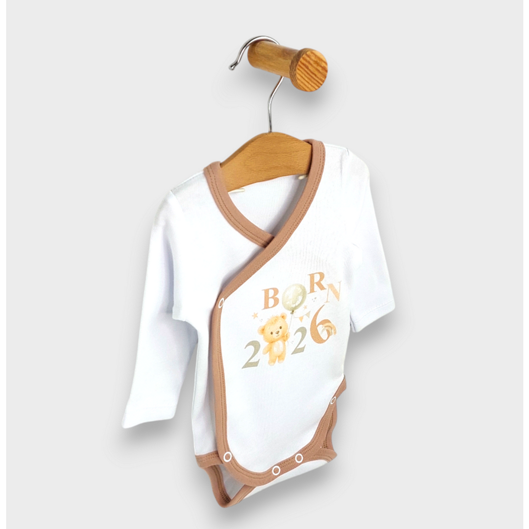 Rainy Бебешко боди Born 2026 със странично закопчаване 56-62 см.