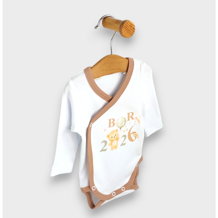 Rainy Бебешко боди Born 2026 със странично закопчаване 56-62 см.