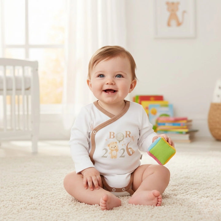 Rainy Бебешко боди Born 2026 със странично закопчаване 56-62 см.