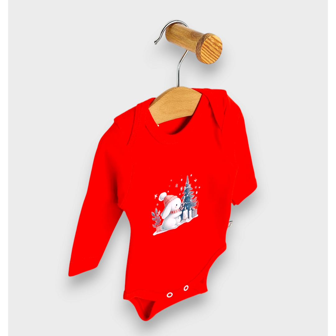 Rainy Бебешко боди Коледно зайче с дълъг ръкав 56-62 см.