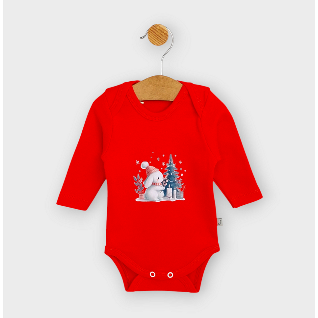 Rainy Бебешко боди Коледно зайче с дълъг ръкав 56-62 см.