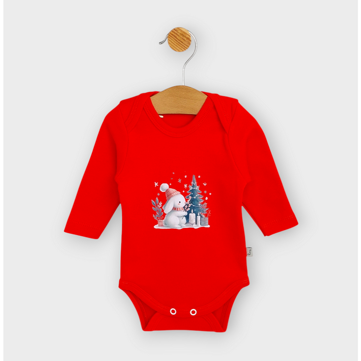 Rainy Бебешко боди Коледно зайче с дълъг ръкав 56-62 см.