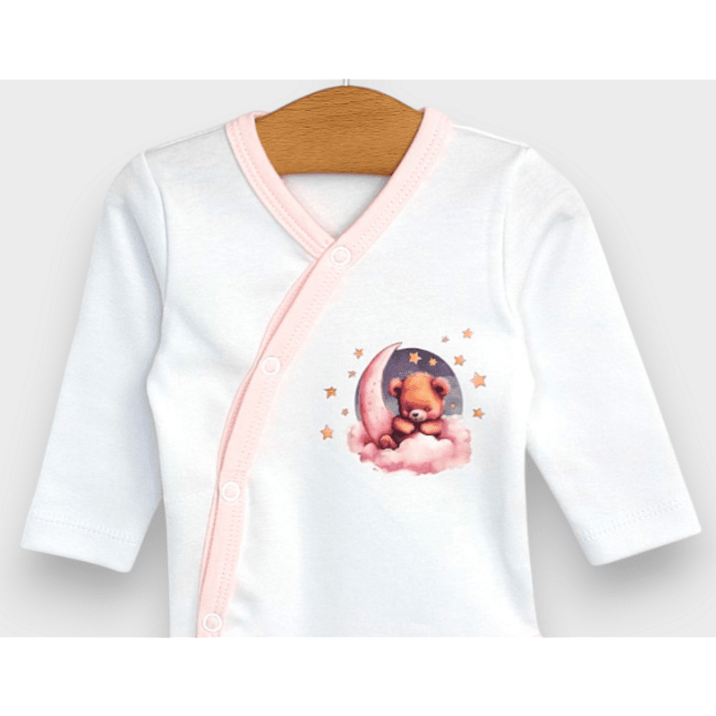 Rainy Бебешко боди Лунно мече розов със странично закопчаване 56-68 см.