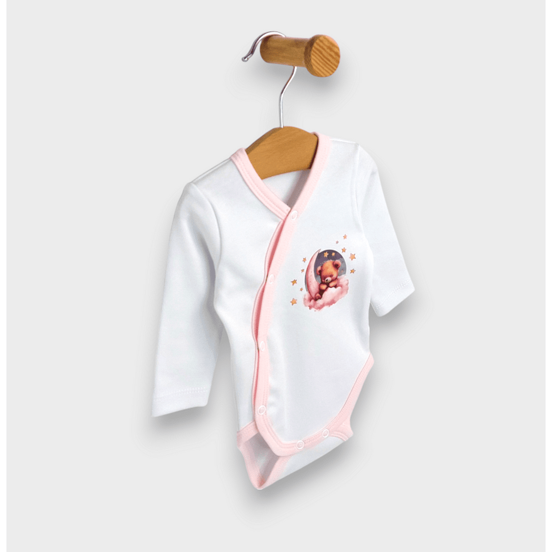 Rainy Бебешко боди Лунно мече розов със странично закопчаване 56-68 см.