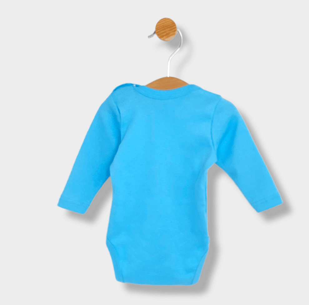 Rainy Бебешко боди с дълъг ръкав 48-86см. Моята баба е №1 тюркоаз