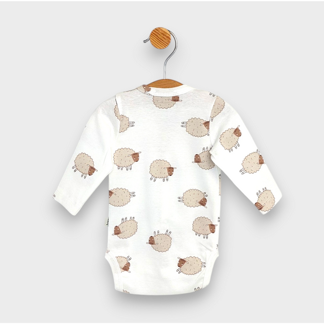 Rainy Бебешко боди с дълъг ръкав и предно закопчаване 48 - 62 см. Beige sheep