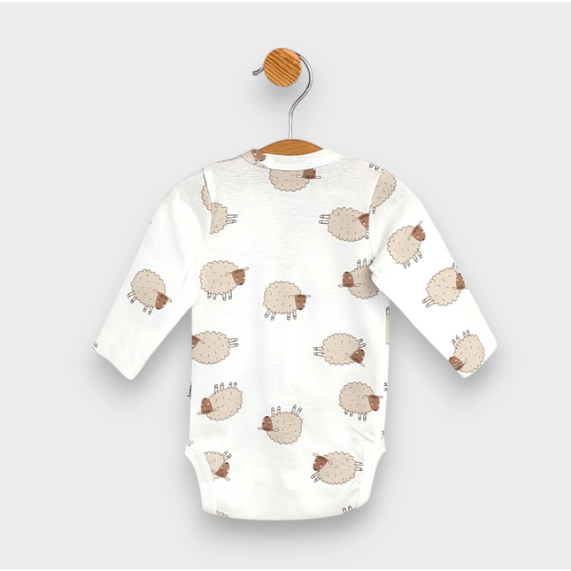 Rainy Бебешко боди с дълъг ръкав и предно закопчаване 48 - 62 см. Beige sheep