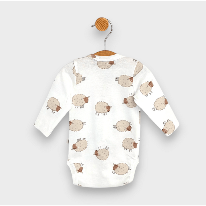 Rainy Бебешко боди с дълъг ръкав и предно закопчаване 48 - 62 см. Beige sheep