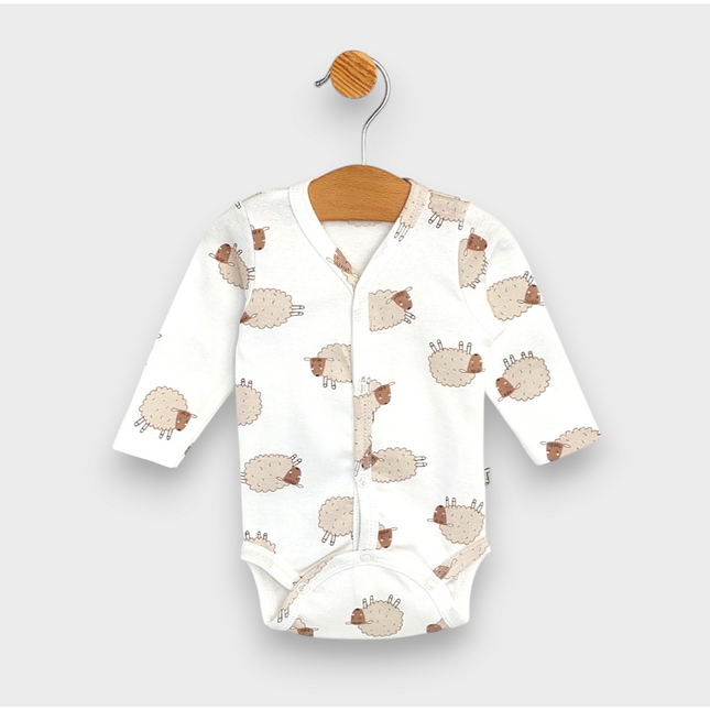 Rainy Бебешко боди с дълъг ръкав и предно закопчаване 48 - 62 см. Beige sheep