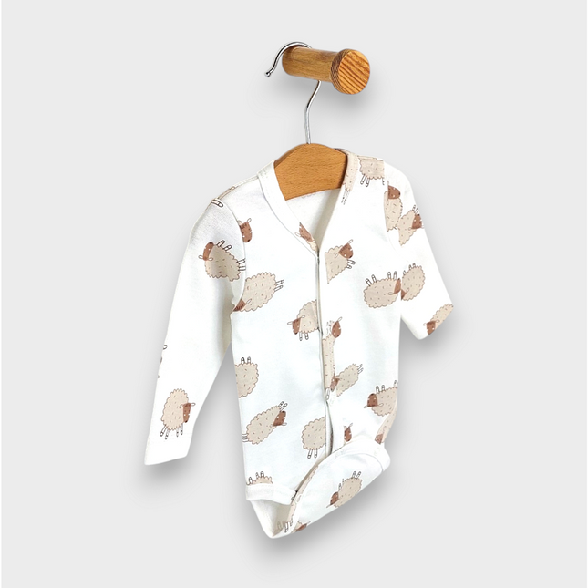 Rainy Бебешко боди с дълъг ръкав и предно закопчаване 48 - 62 см. Beige sheep
