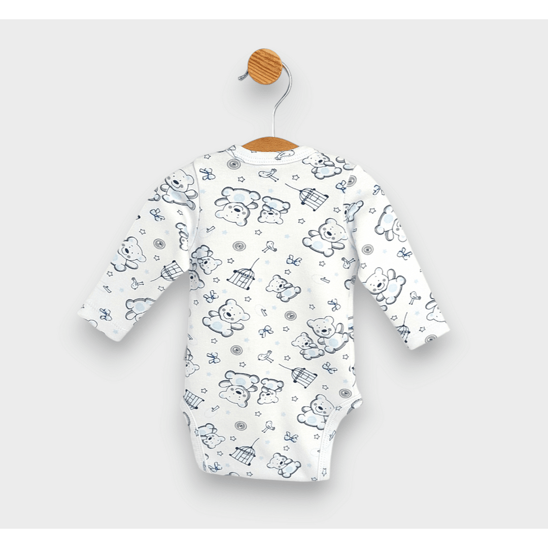 Rainy Бебешко боди с дълъг ръкав и предно закопчаване 48 - 68см. Мече син