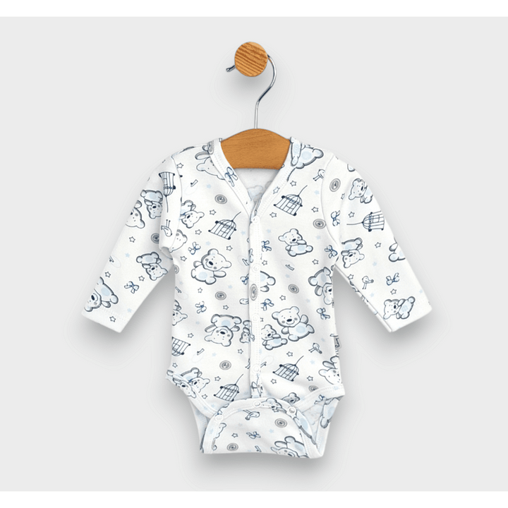 Rainy Бебешко боди с дълъг ръкав и предно закопчаване 48 - 68см. Мече син