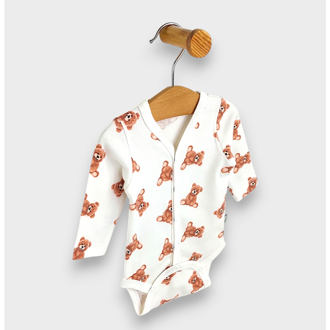 Rainy Бебешко боди с дълъг ръкав и предно закопчаване 48 - 74см. Мече