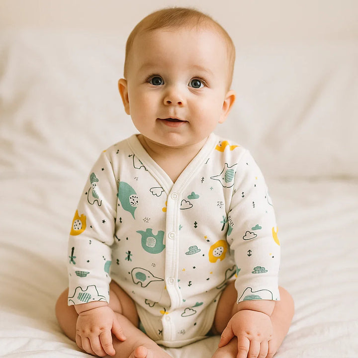 Rainy Бебешко боди с дълъг ръкав и предно закопчаване 48 - 74см. Шарени слончета