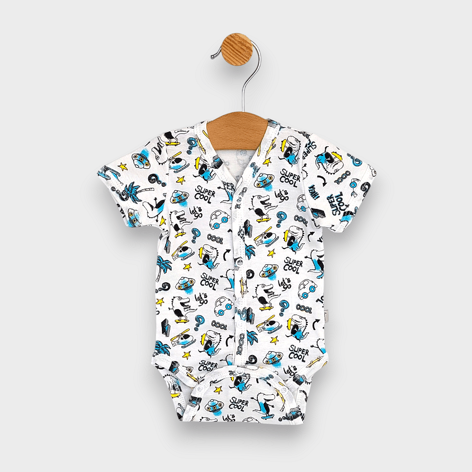 Rainy Бебешко боди с къс ръкав и предно закопчаване 48 - 62 см. Let's go Dino