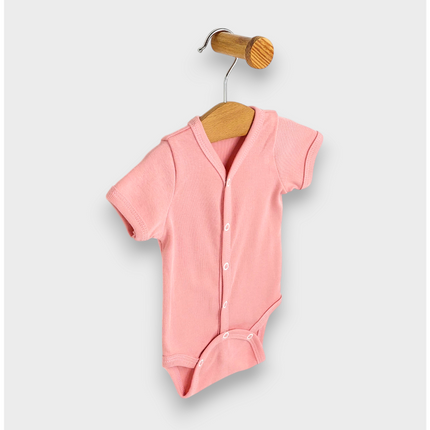 Rainy Бебешко боди с къс ръкав и предно закопчаване 48 - 86см. розово