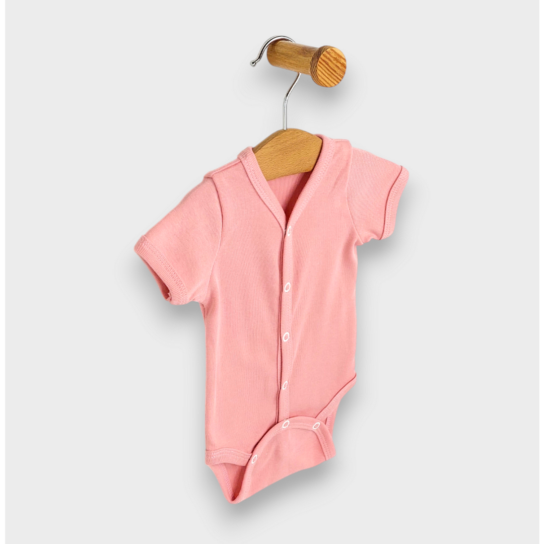 Rainy Бебешко боди с къс ръкав и предно закопчаване 48 - 86см. розово