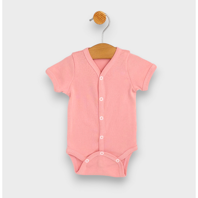 Rainy Бебешко боди с къс ръкав и предно закопчаване 48 - 86см. розово