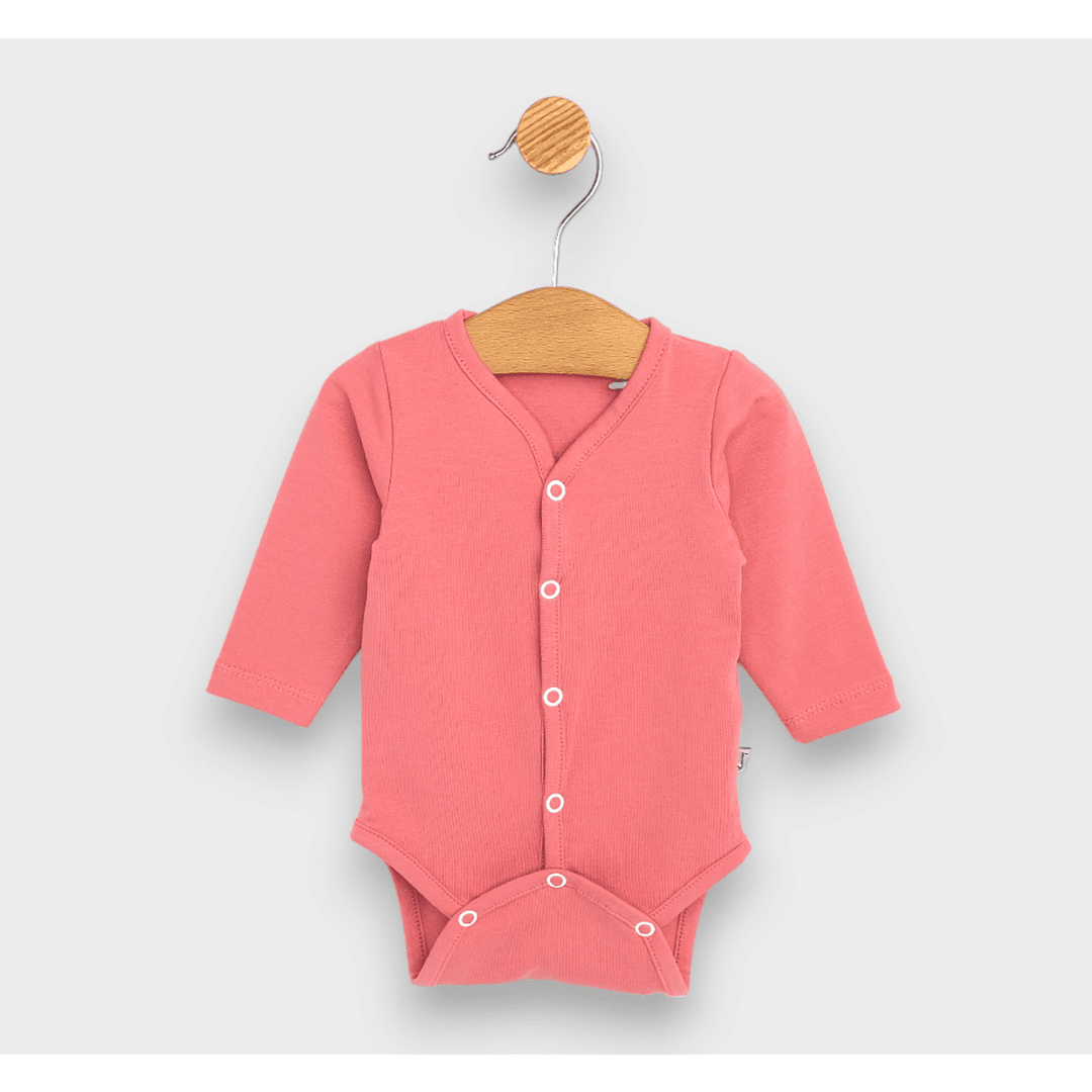 Rainy Бебешко боди с предно закопчаване дълъг ръкав 48 - 62см. корал