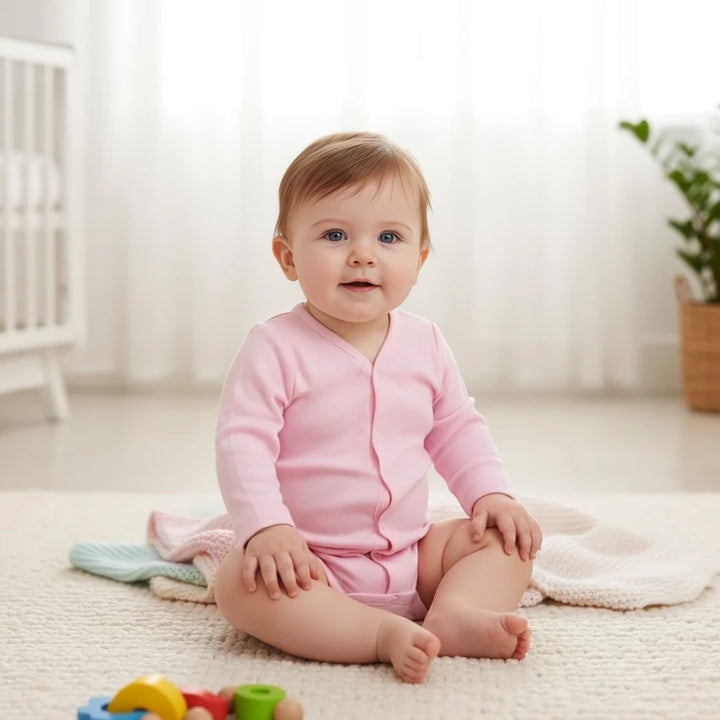 Rainy Бебешко боди с предно закопчаване дълъг ръкав 48 - 74см. розов