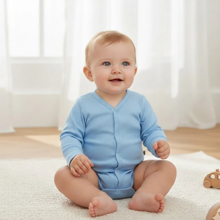 Rainy Бебешко боди с предно закопчаване дълъг ръкав 48 - 74см. син