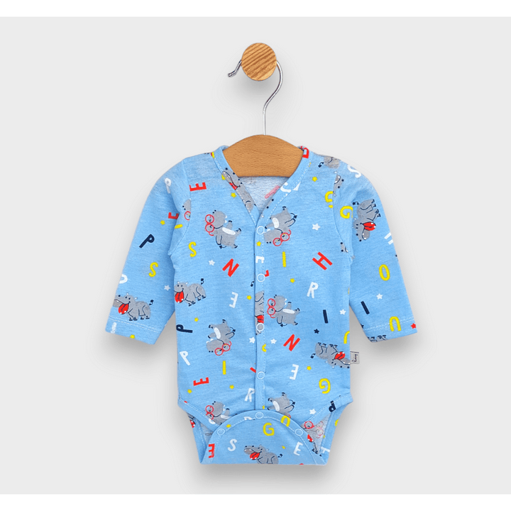 Rainy Бебешко боди с предно закопчаване дълъг ръкав 48 - 62см. Животинки син