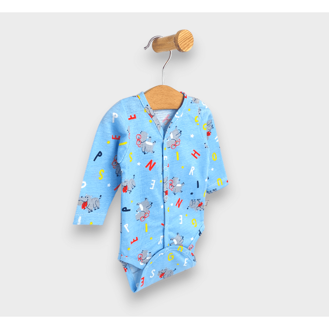 Rainy Бебешко боди с предно закопчаване дълъг ръкав 48 - 62см. Животинки син