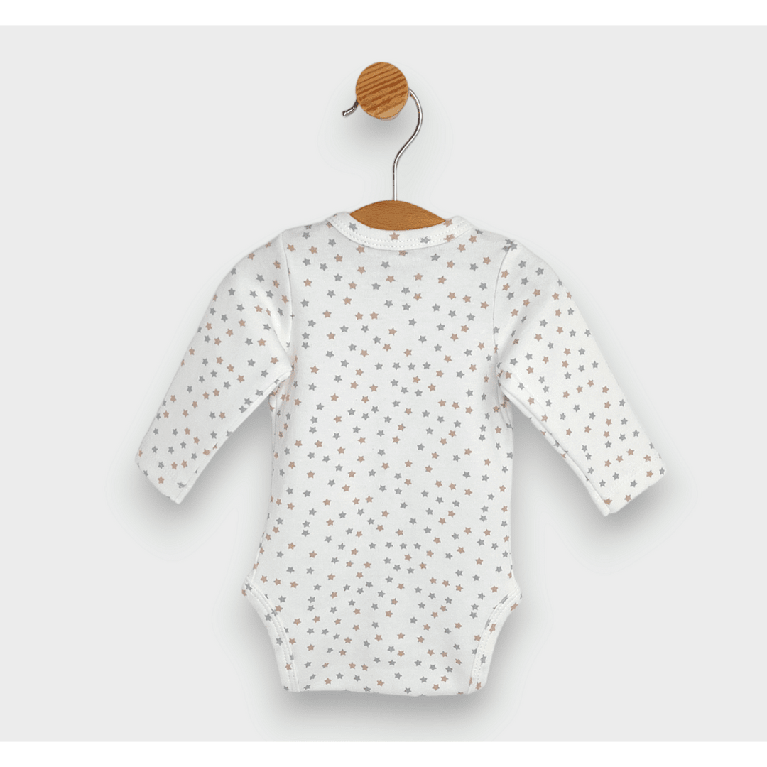 Rainy Бебешко боди с предно закопчаване Сиви и бежови звезди 48 - 62см.