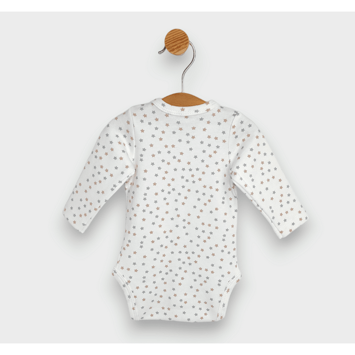 Rainy Бебешко боди с предно закопчаване Сиви и бежови звезди 48 - 62см.