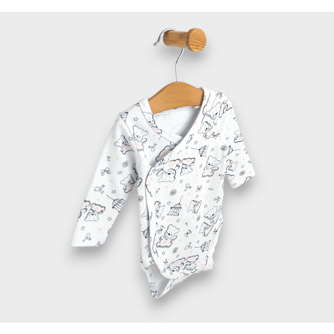 Rainy Бебешко боди със странично закопчаване 48 - 68см. Мече розов