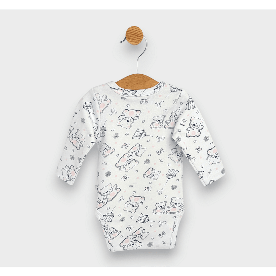 Rainy Бебешко боди със странично закопчаване 48 - 68см. Мече розов