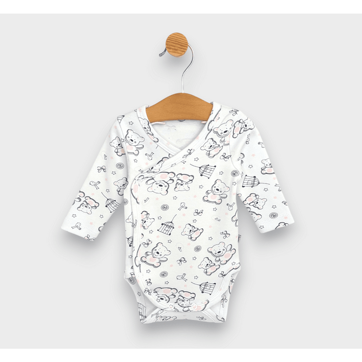 Rainy Бебешко боди със странично закопчаване 48 - 68см. Мече розов