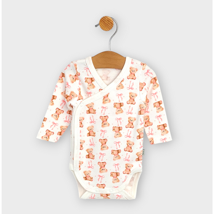 Rainy Бебешко боди със странично закопчаване 56 - 80см. Мече с панделка