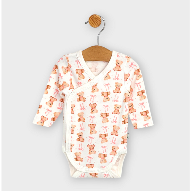 Rainy Бебешко боди със странично закопчаване 56 - 80см. Мече с панделка