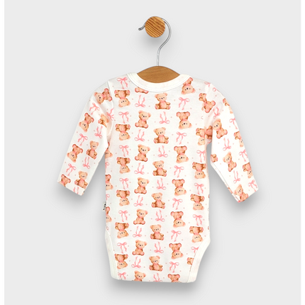 Rainy Бебешко боди със странично закопчаване 56 - 80см. Мече с панделка